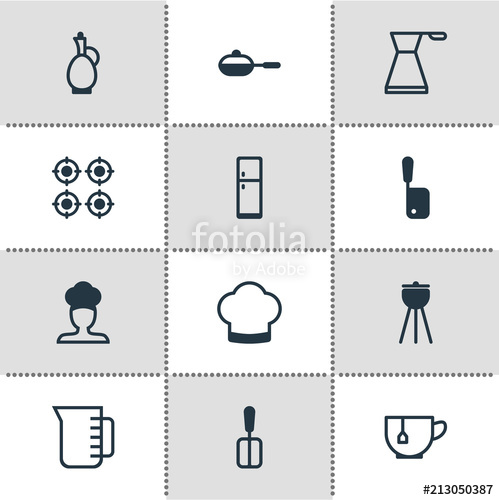 499x500 Vector Illustration Of 12 Cooking Icons. Editable Set Of Meat