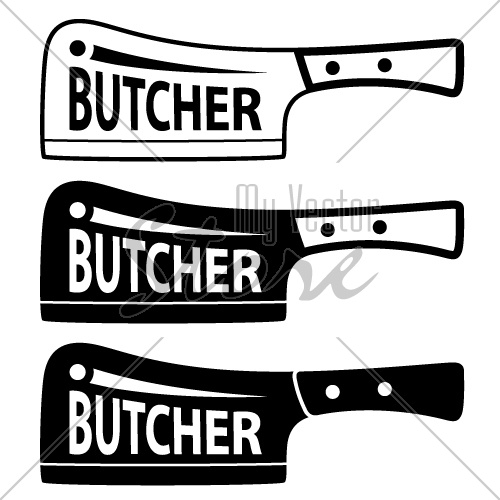 500x500 Butcher Meat Cleaver Chopper Symbol Vector