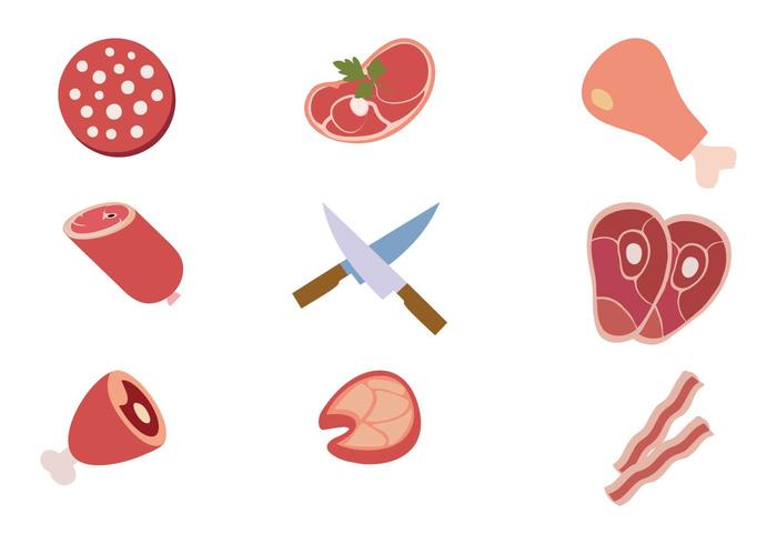 700x490 Meat Collages Product Icons Vector