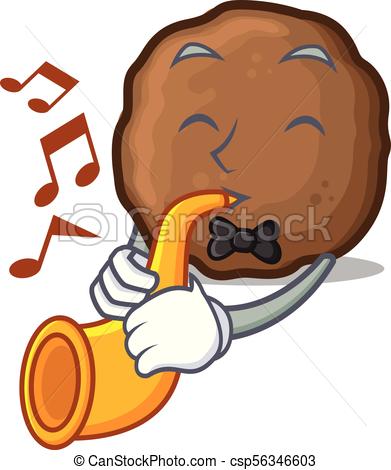 391x470 Trumpet Meatball Mascot Cartoon Style Vector Illustration.
