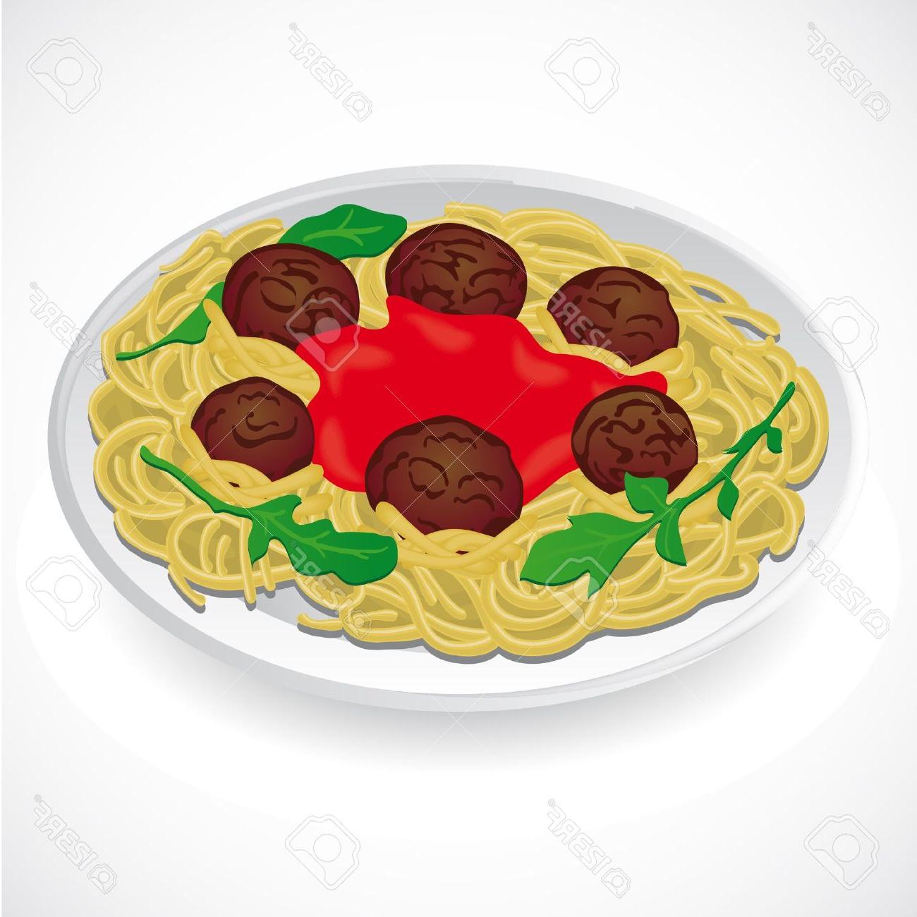 1300x1300 Hd Spaghetti And Meatballs With On Plate Vector File Free
