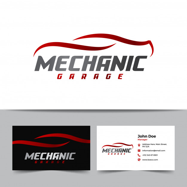 626x626 Mechanic Logo And Business Card Template Vector Premium Download