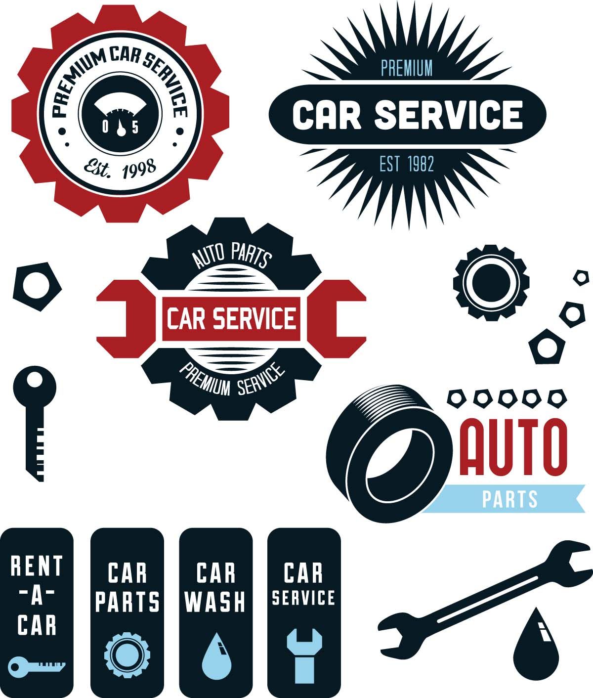1200x1412 Vintage Vector Car Service Labels Free Vectors,cards And