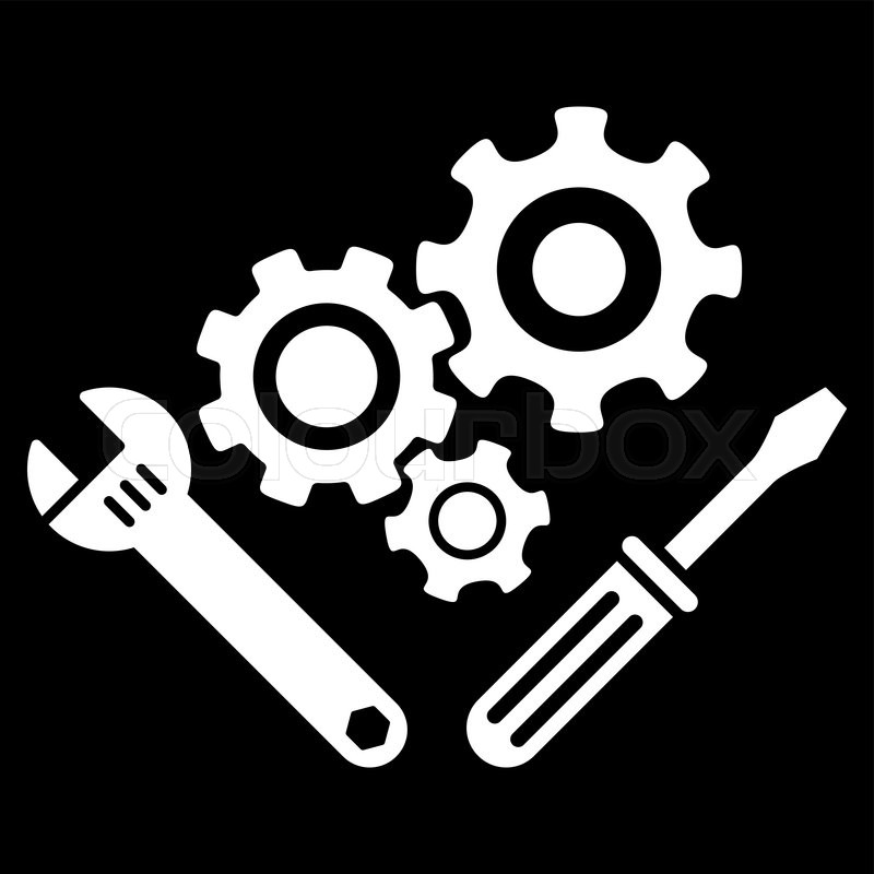 800x800 Mechanics Tools Vector Icon. Style Is Flat Symbol, White Color