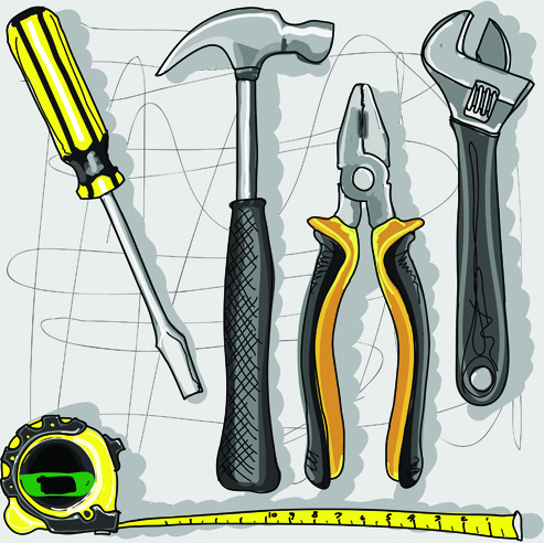 493x492 Set Of Different Repair Tools Vector Graphics Free Vector In