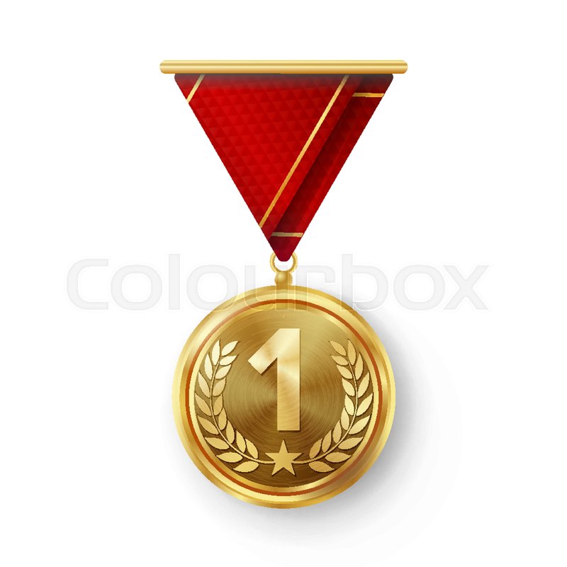 800x800 Gold Medal Vector. Metal Realistic First Placement Achievement