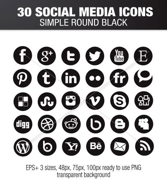 535x600 72 New Round Social Media Icons