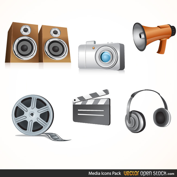 600x600 Free Glossy Media Icon Vectors