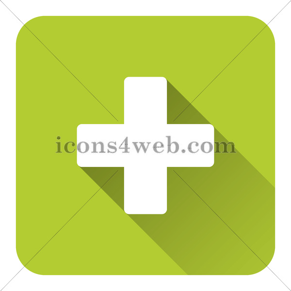 600x600 Medical Cross Flat Icon With Long Shadow Vector