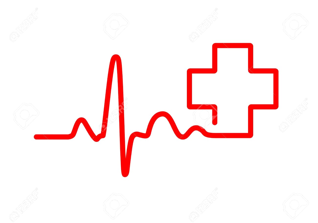 1300x910 Red Heartbeat Sign With Medical Cross Vector Illustration