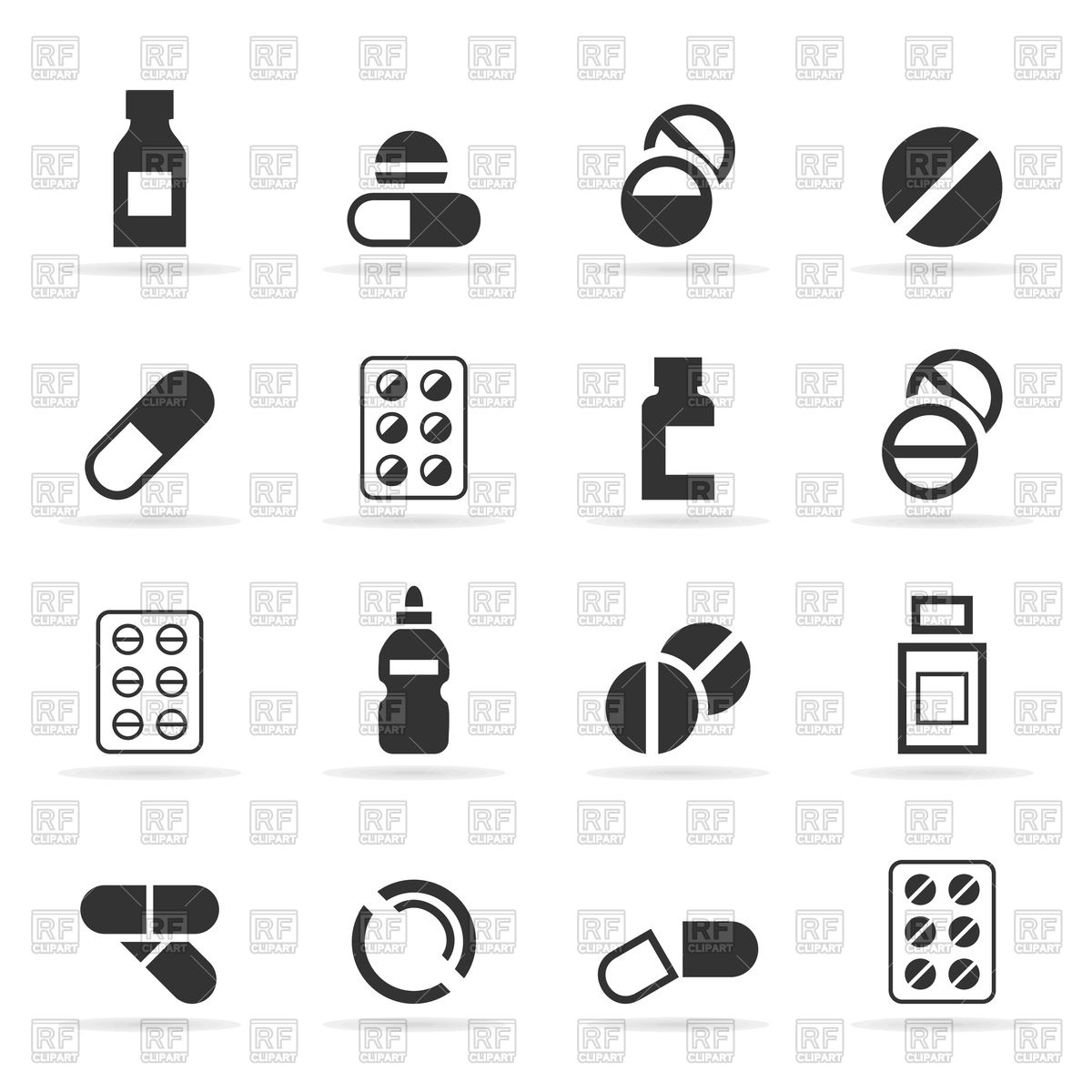 1200x1200 Set Of Tablet And Medicine Icons Vector Image Vector Artwork Of