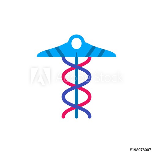 500x500 Medical Snake, Medical Sign Flat Vector Icon. Modern Simple