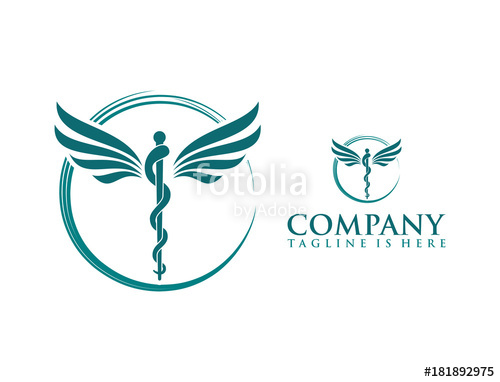 500x382 Classic Circle With Snake Stick And Wings Medicine Logo Symbol