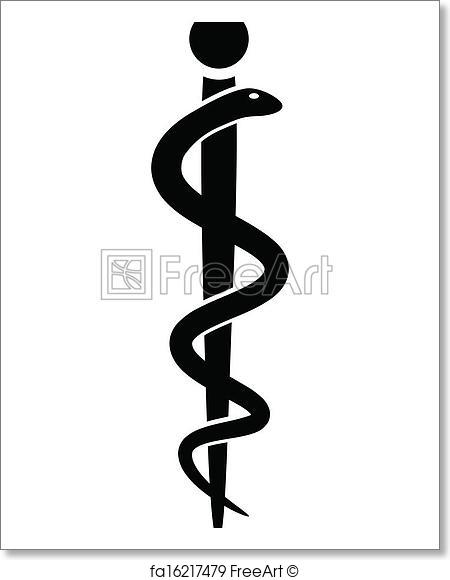 450x580 Free Art Print Of Medical Symbol Caduceus Snake With Stick