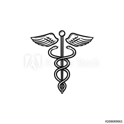 500x500 Caduceus Medical Symbol Hand Drawn Outline Doodle Icon. Medical