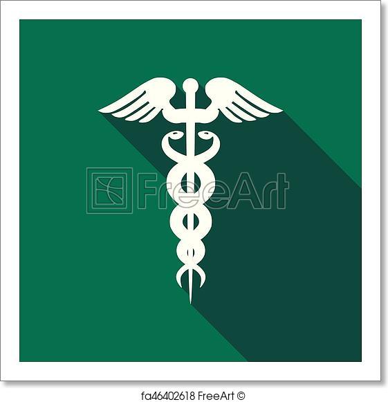 561x581 Free Art Print Of Caduceus Medical Symbol With Long Shadow