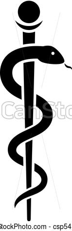 148x470 Snake With Stick Ancient Medical Symbol Isolated On White Background.