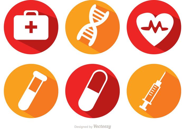 700x490 Medical Long Shadow Icons Vector