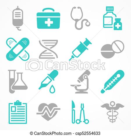 450x470 Medical Icons In Grey Blue. Medical Icons On White, Medicine