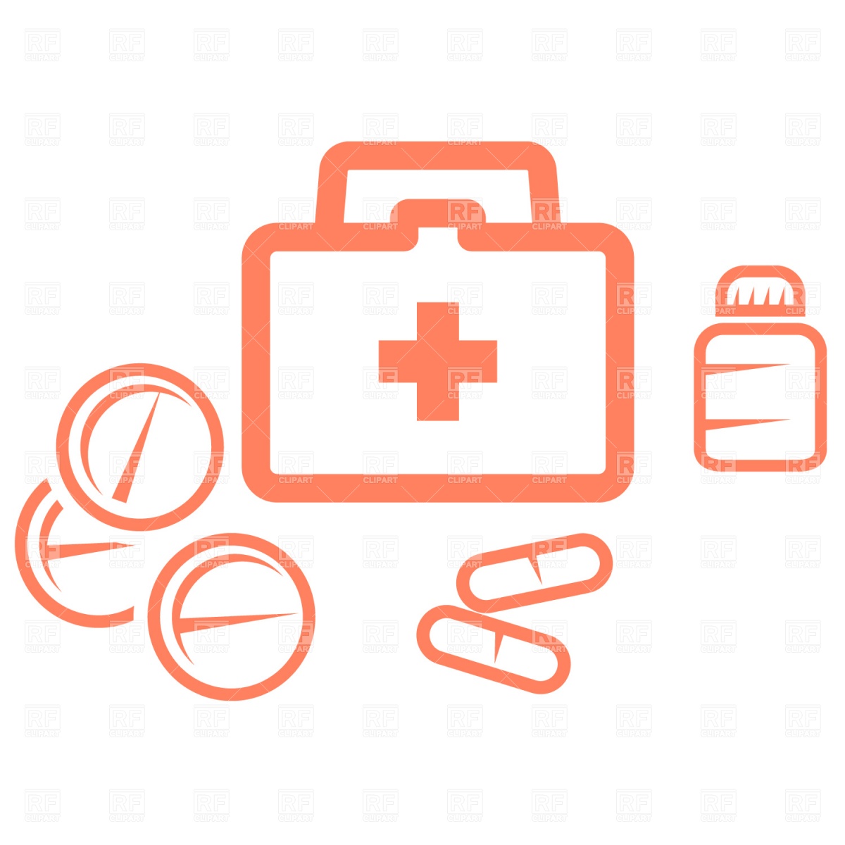 1200x1200 Medical Kit And Pills Vector Image Vector Artwork Of Healthcare