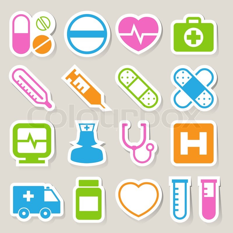 800x800 Medical Sticker Icons Set, Illustration Stock Vector Colourbox