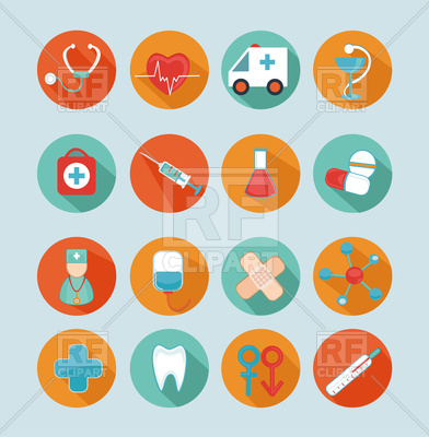 392x400 Set Of 16 Medical Flat Icons, Signs, Symbols Vector Image Vector