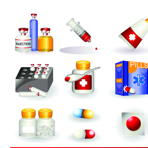 500x500 Set Of Medicine Elements Icons Vector 05 Free Download