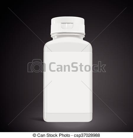 450x470 Blank Medicine Bottle With Label Isolated On Black Background. 3d