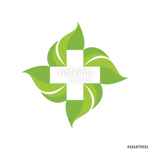500x500 Medical Cross And Green Leafs