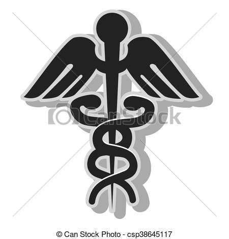 450x470 Medical Caduceus Symbol , Isolated Flat Icon With Black And White