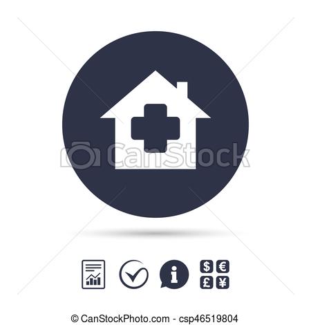 450x470 Medical Hospital Sign Icon. Home Medicine Symbol. Report Document