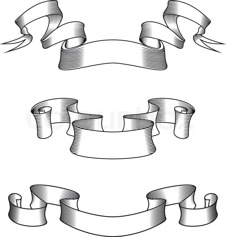 762x800 Medieval Abstract Ribbons Set For Heraldry Design Stock Vector