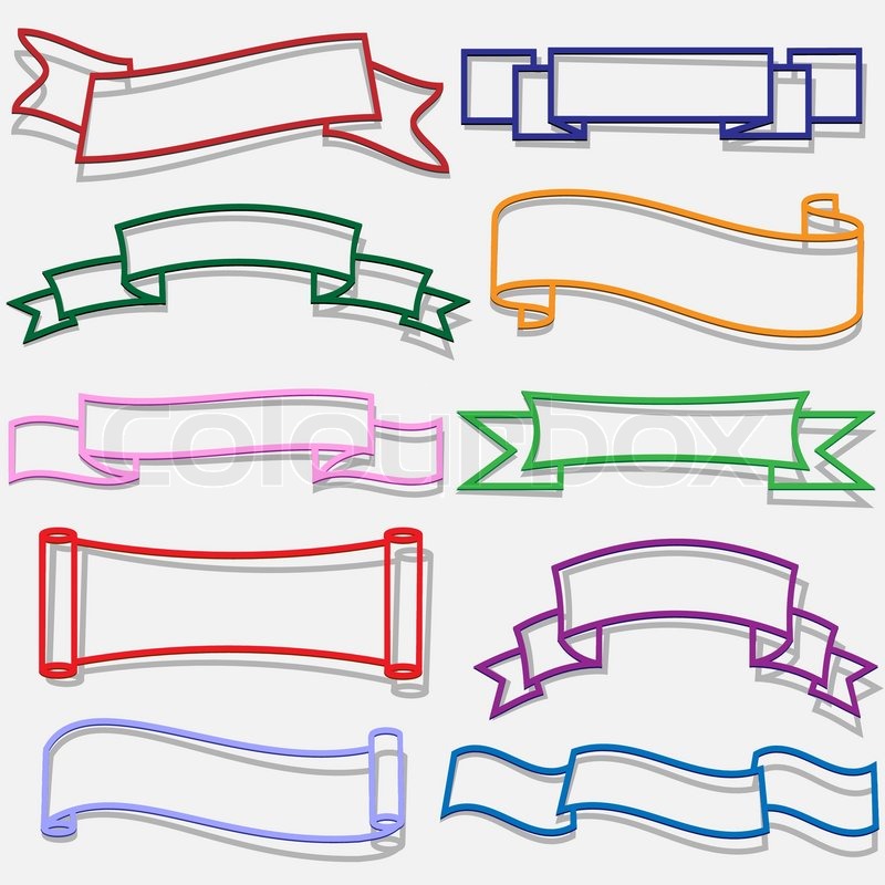 800x800 Banners And Ribbons From Paper Outline Stock Vector Colourbox