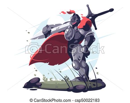 450x357 Medieval Knight In Metal Armor And Helmet With Sword On