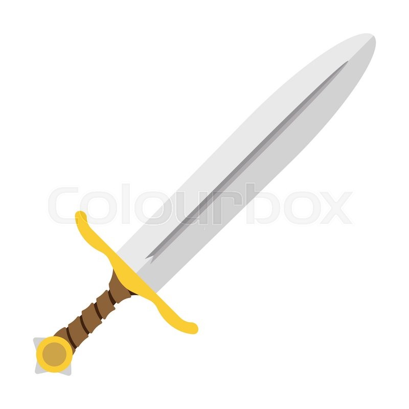 800x800 Medieval Sword Cartoon Icon. Single Symbol On A White Background