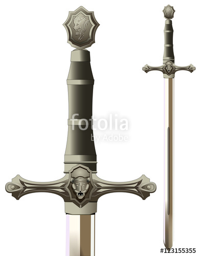 389x500 Medieval Sword Isolated On White Background. Vector Stock Image