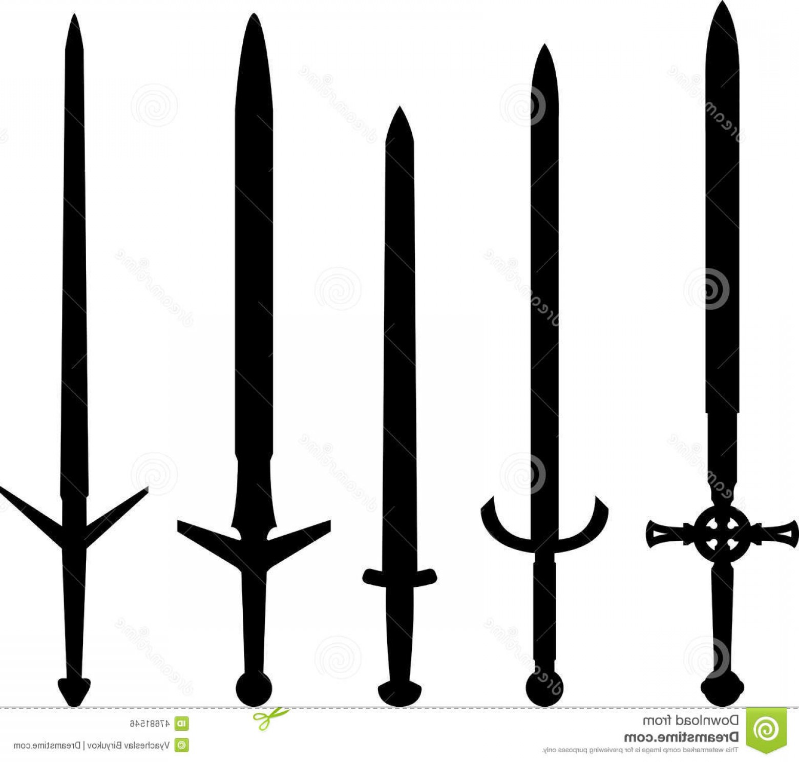 1560x1488 Stock Illustration Silhouettes Medieval Swords Vector Illustration