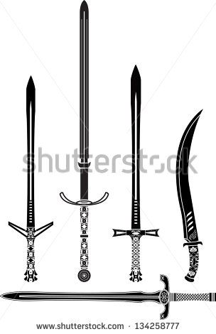 304x470 Stock Vector Stencils Of Medieval Swords Vector Illustration