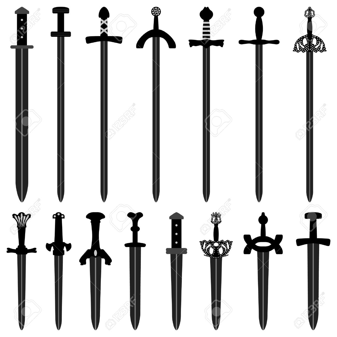 1300x1300 Collection Of Medieval Sword Clipart Black And White High