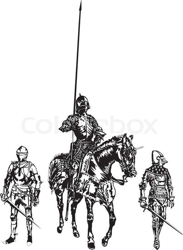586x800 Three Knights Of The Medieval Stock Vector Colourbox