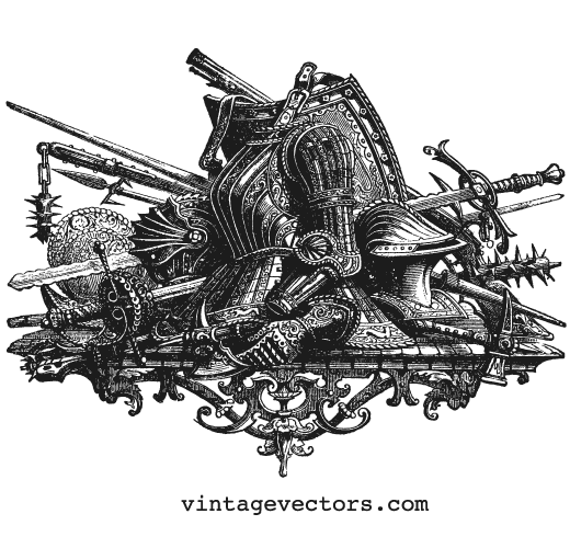 520x500 Vector Art Medieval Armor And Weapons Collage Vintage Vectors