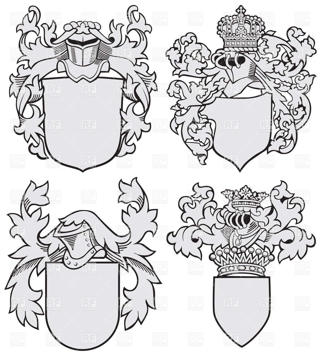 1083x1200 Medieval Coats Of Arms Blank Templates Vector Image Vector