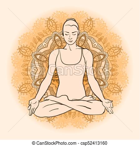 450x467 Vector Illustration Beautiful Woman Doing Yoga Meditation Clip Art