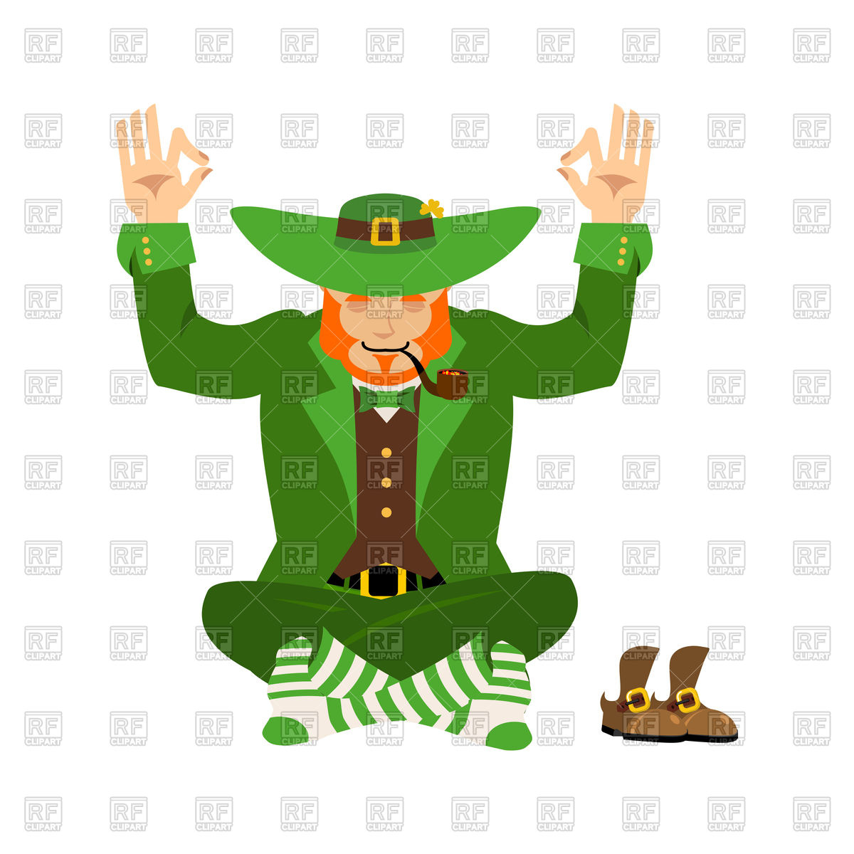 1200x1200 Irish Yoga. Leprechaun Meditation. Vector Image Vector Artwork