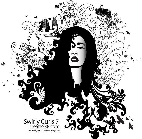 600x586 Free Swirly Curls