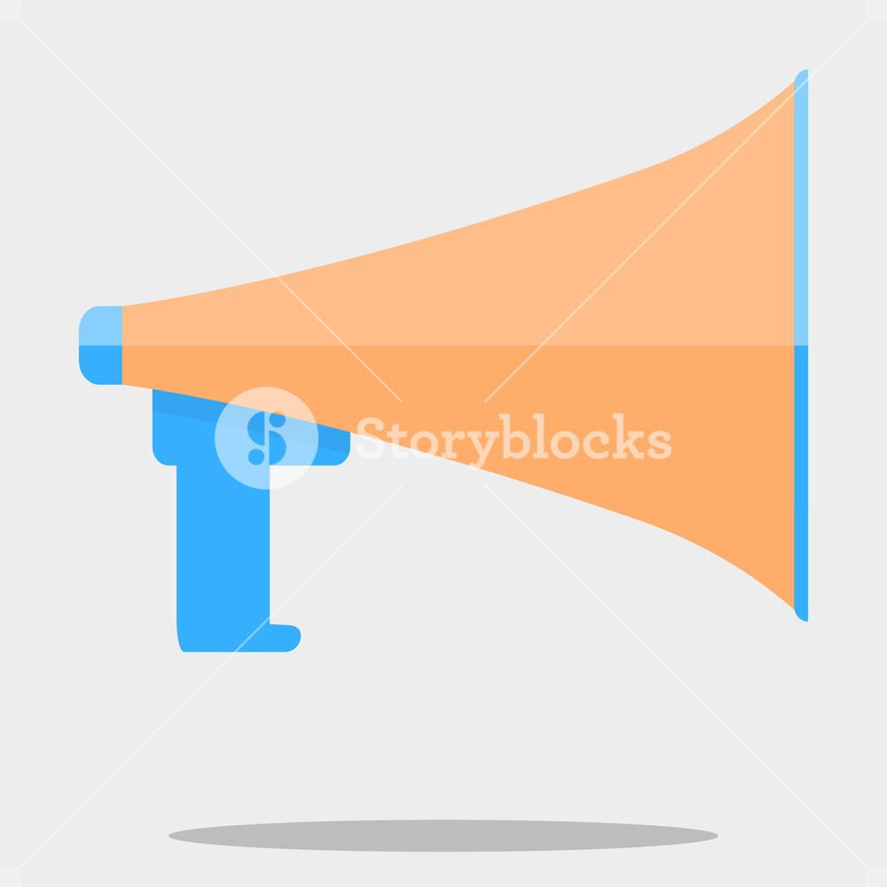 1000x1000 Megafone Isolated Vector. Megaphone Icon, Speaker For Announcement