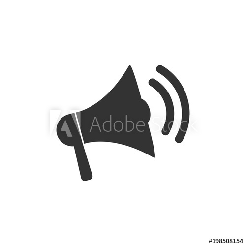 500x500 Megaphone Icon. Vector Illustration, Flat Design.
