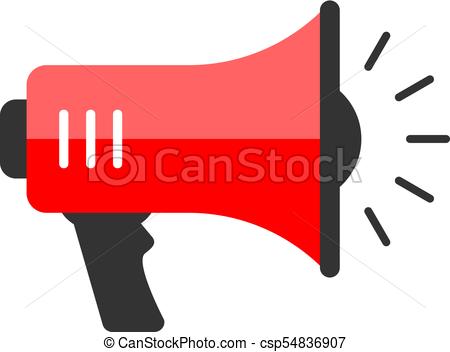 450x352 Red Megaphone Vector Icon Isolated On White Background.