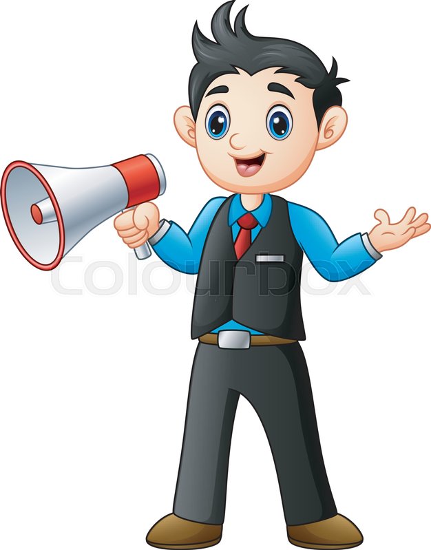 626x799 Vector Illustration Of Young Man Cartoon Holding A Megaphone