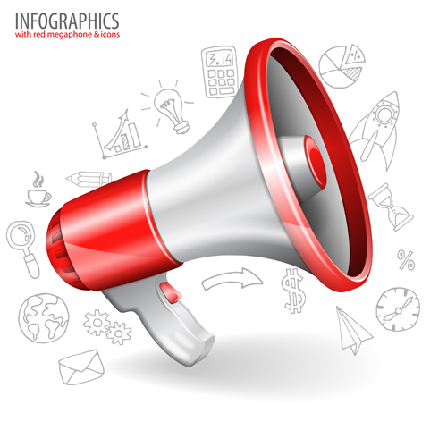 500x500 Infographics With Red Megaphone Vector 01 Free Download